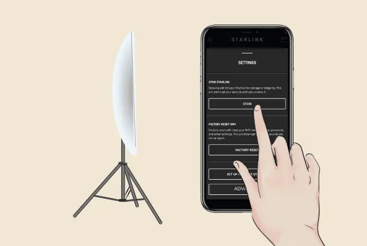 how to stow starlink dish correctly