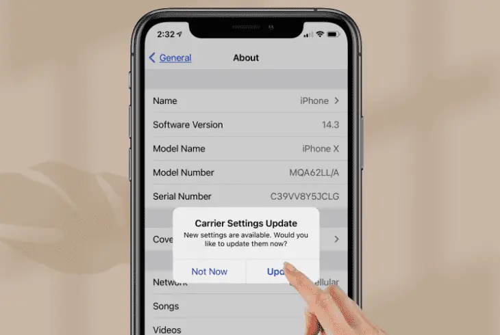 update the carrier settings