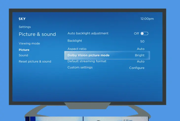sky glass tv advanced picture settings
