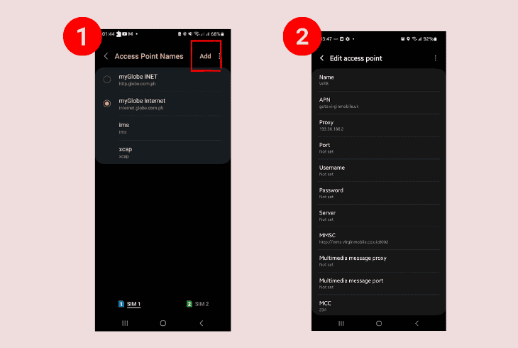 adjust virgin apn for android