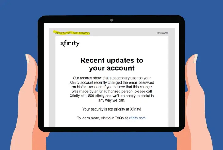 confirming the changes in account