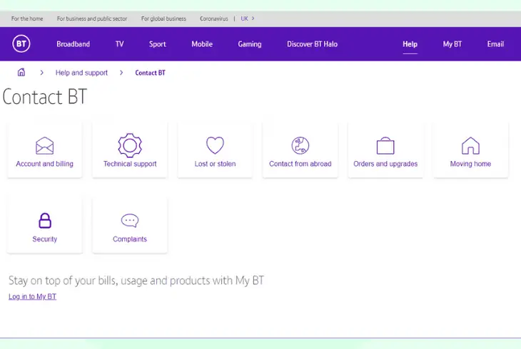 bt customer service