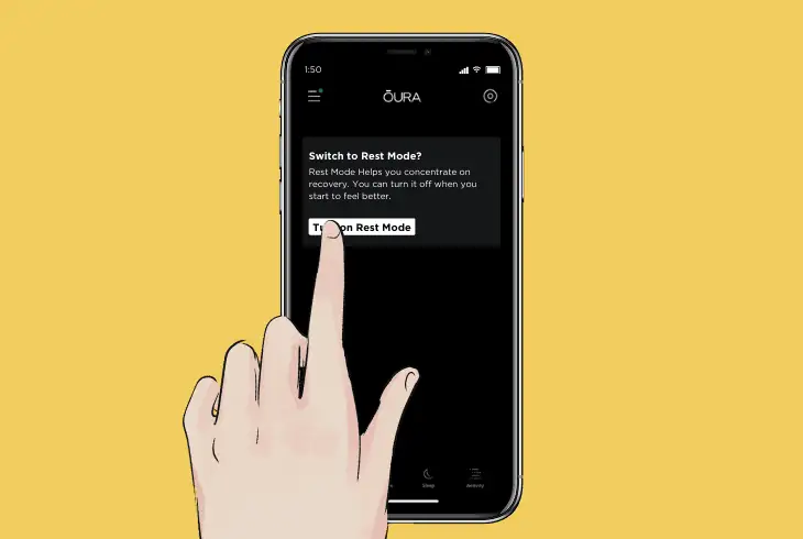 place the oura ring in rest mode