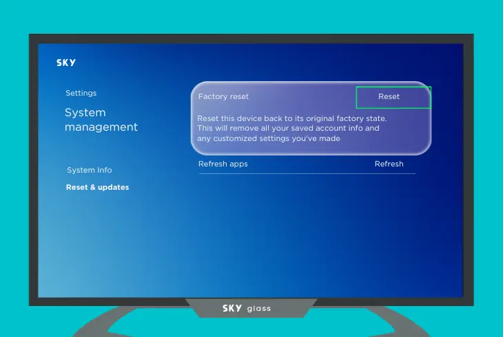 factory reset your sky glass