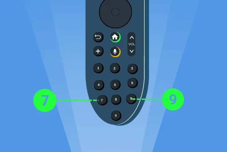 hold 7 and 9 sky remote buttons