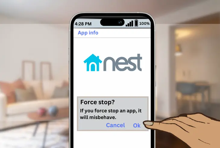 forcing close the nest app on your phone