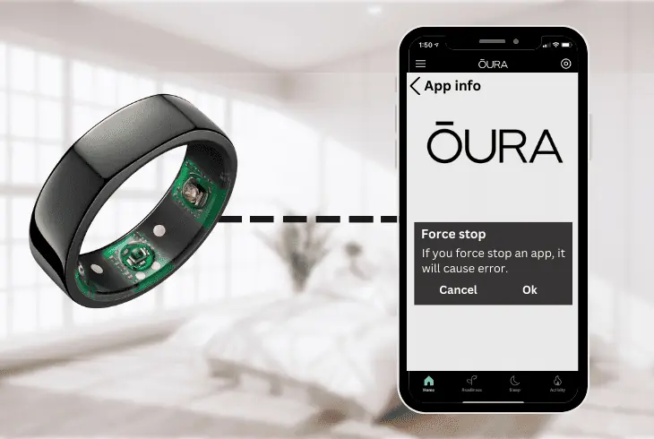 force close the oura app on your phone