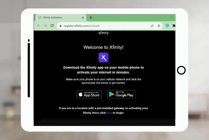 activating the gateway via the xfinity website