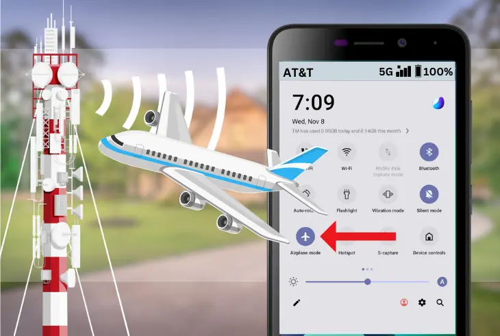 turning on airplane mode