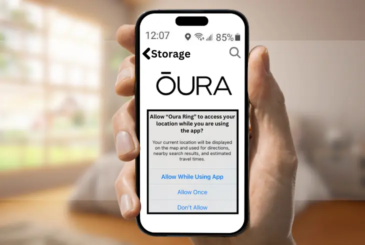 enabling location permissions for the oura app
