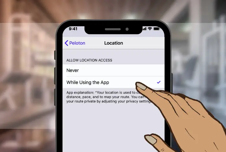 enabling location services on the peloton app