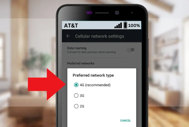 setting your network type to 4g