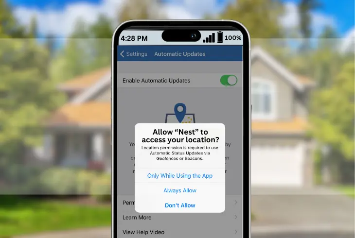 checking nest app’s permissions settings