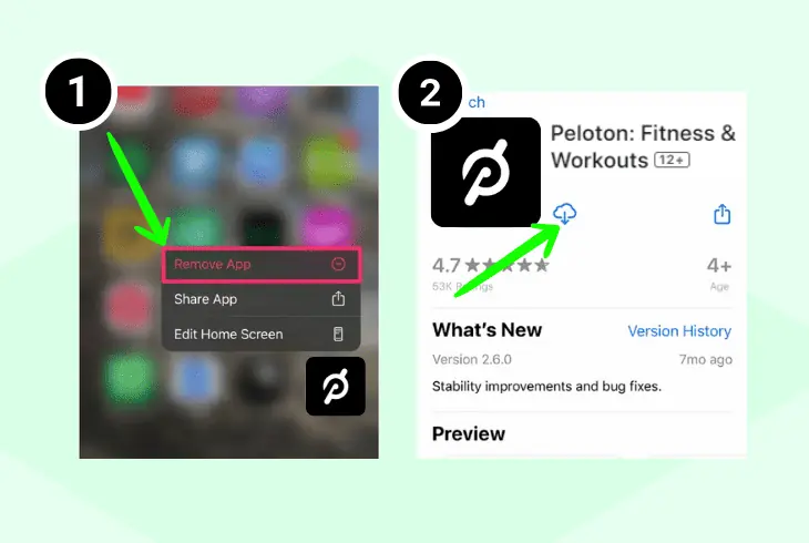 reinstall the peloton app on apple ios