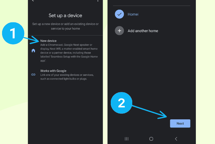 set up a new google home device