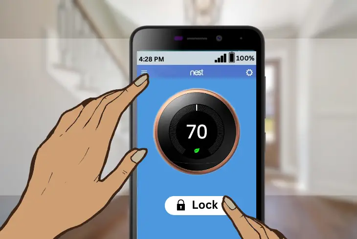 lock google nest thermostat with the google home app