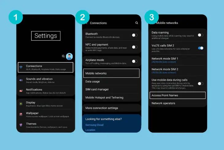 adjust the mobile’s apn settings