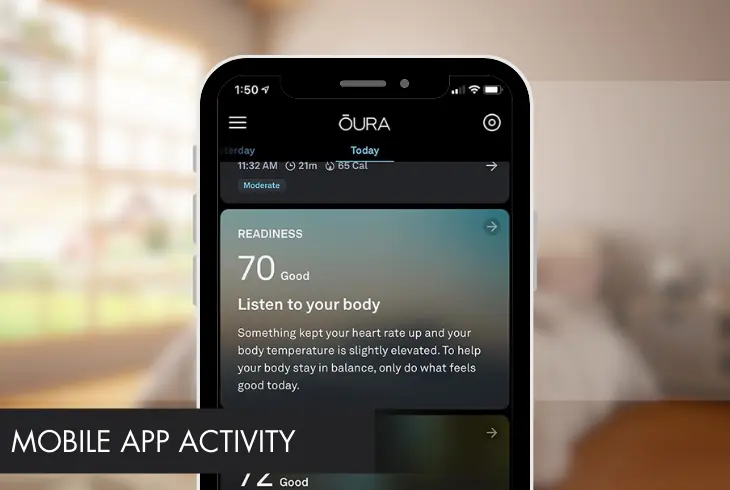 mobile app activity of oura ring