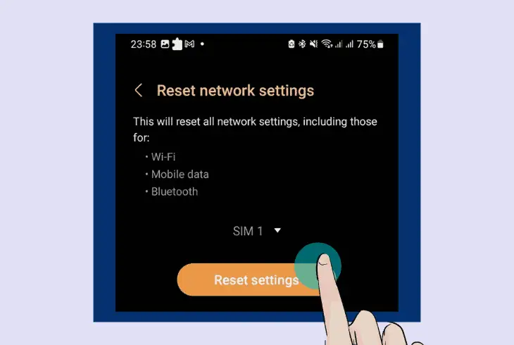 reset the mobile network settings