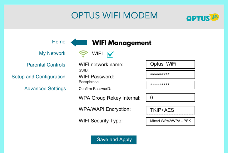 correct your optus wi-fi settings