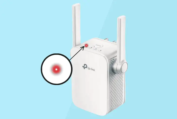 tp-link extender showing a red light