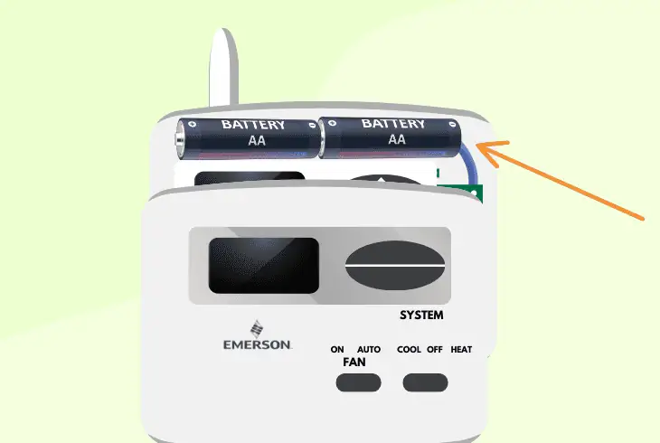 how to reinsert emerson thermostat batteries