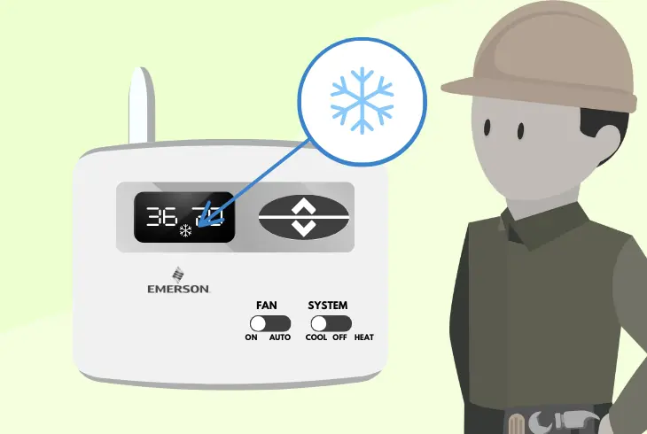reasons blinking snowflake on thermostat emerson