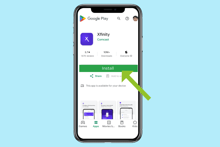 download and install the xfinity app