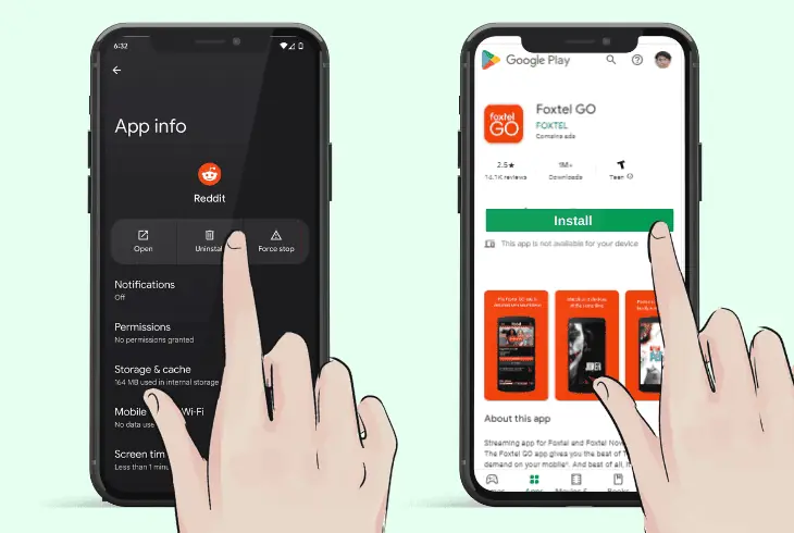 reinstall foxtel go on android