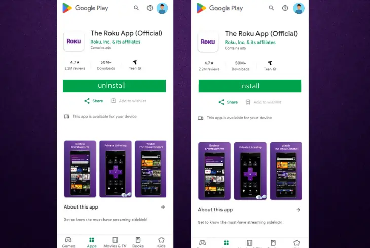 reinstall your roku application