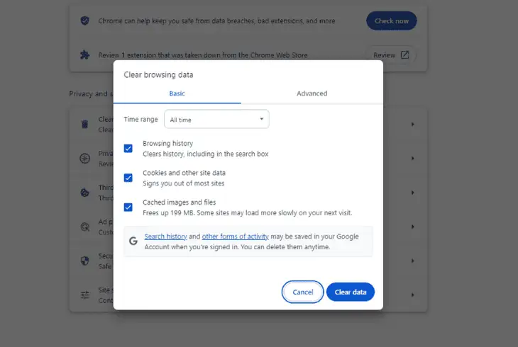 clear your browser’s cache