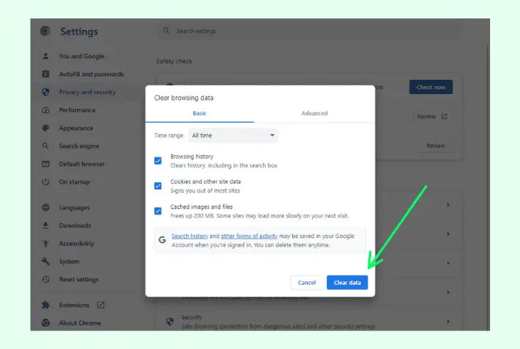 clear the browser’s cache/history