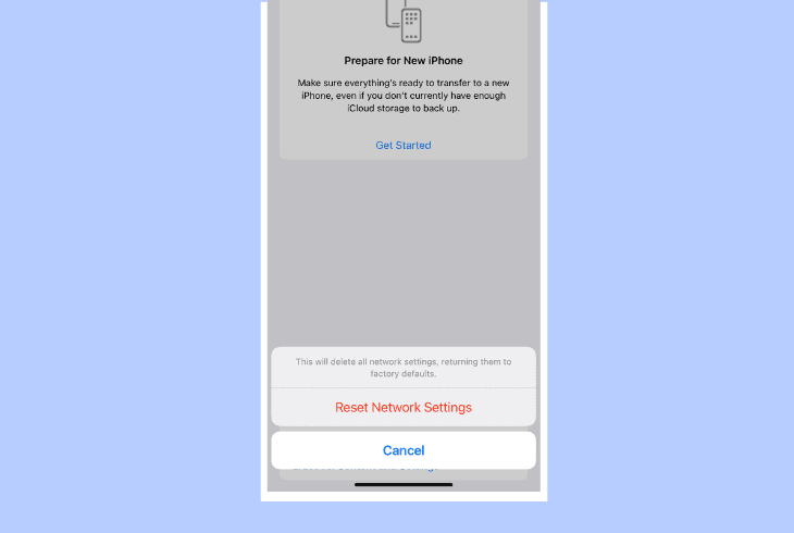 network reset an apple ios device