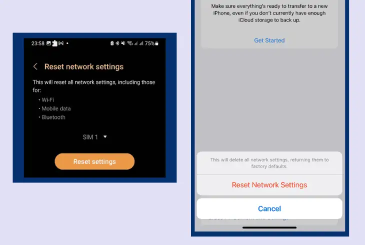 reset the device’s network settings