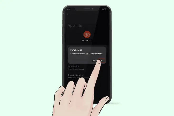 force-close the foxtel go app