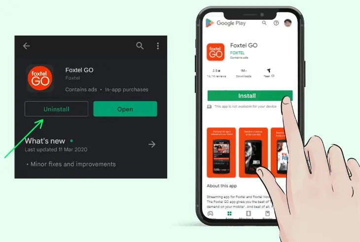 reinstall the foxtel go app