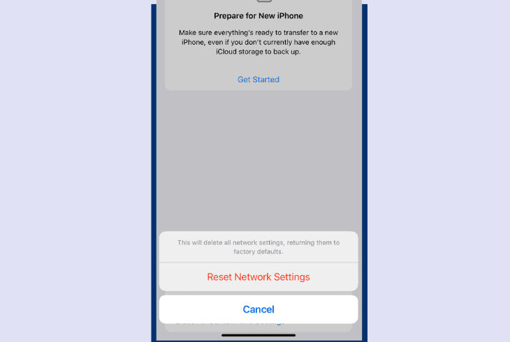 how to reset network settings on ios