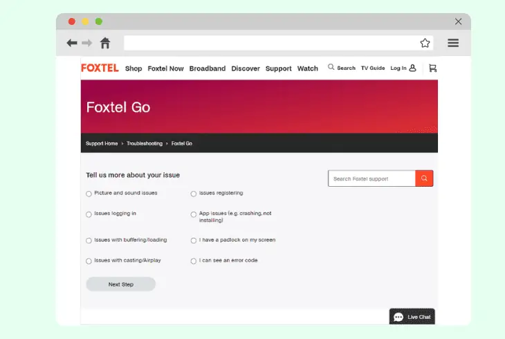 use the foxtel go issue identifier