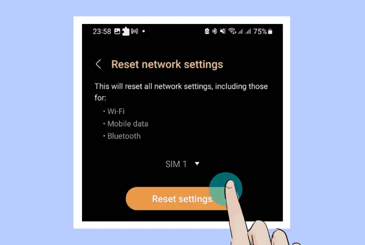 reset the mobile’s network settings