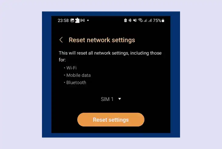 reset the mobile network settings