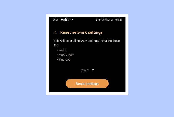 reset the phone’s network options