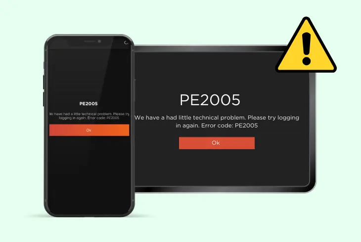 what is the foxtel error code pe2005