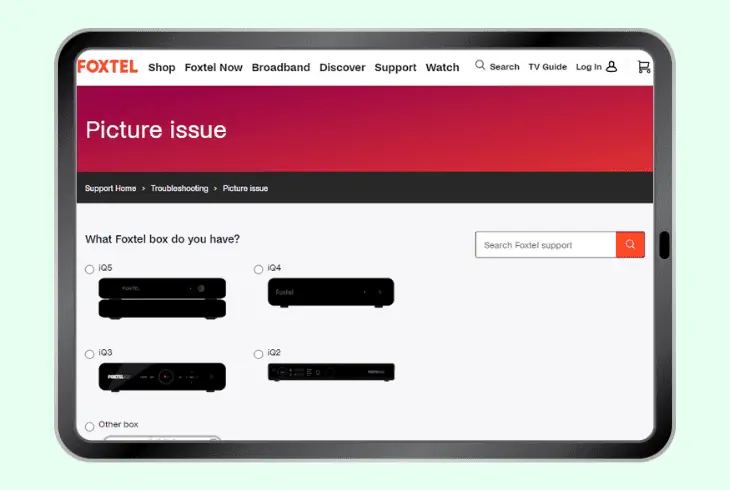 complete the foxtel picture issue prompt