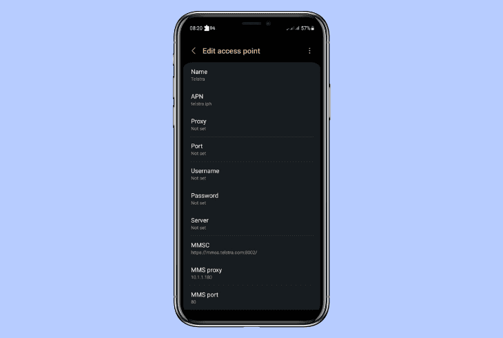 correct your mobile’s apn settings