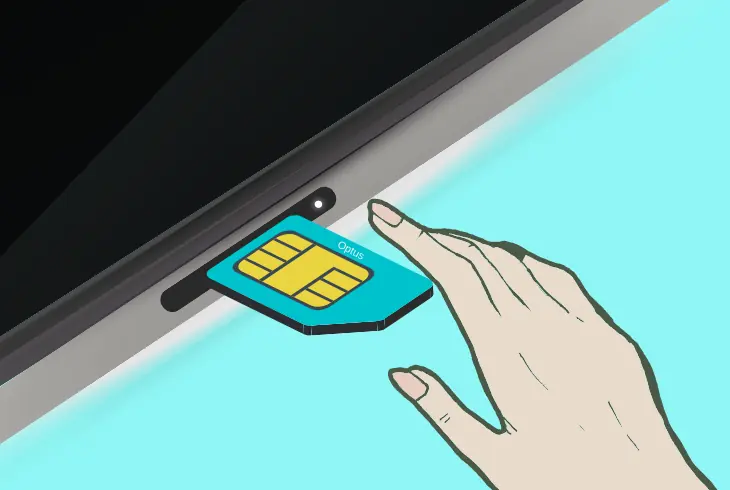 insert the optus sim card