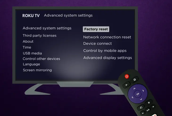 factory reset the roku tv