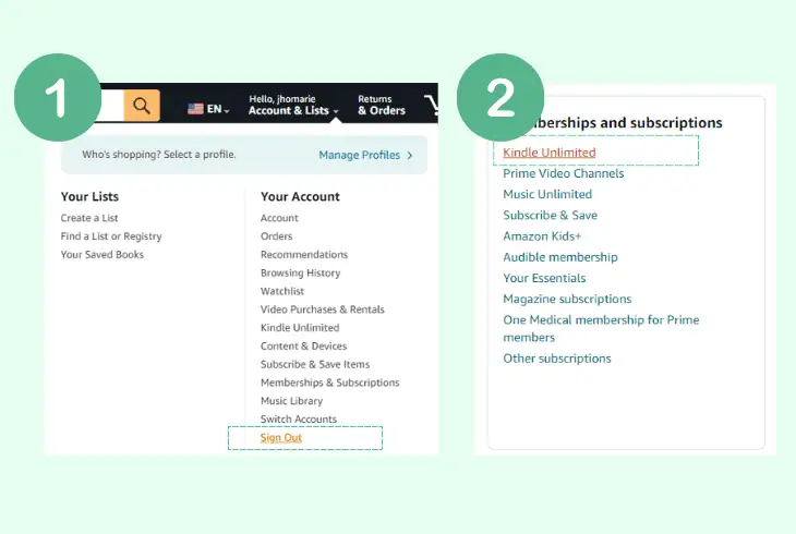 login to correct kindle account