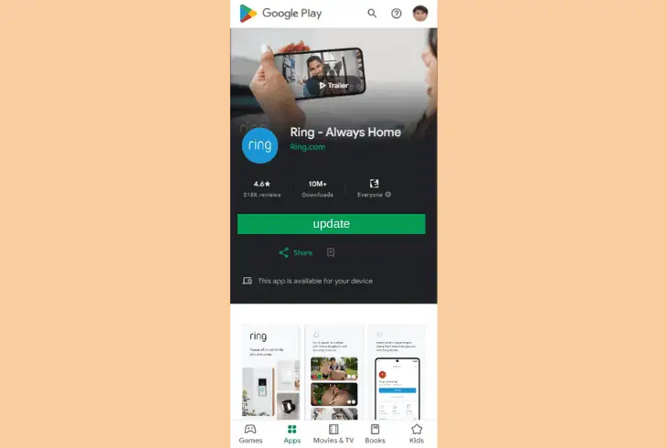 update the ring app on android