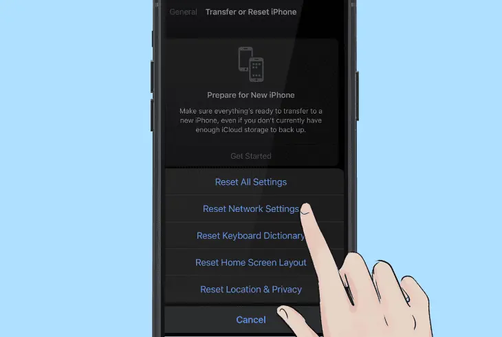 start network reset on apple device