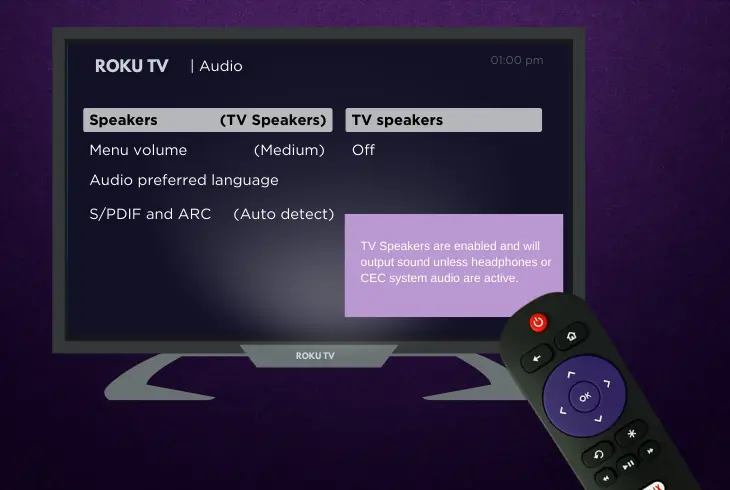 check the roku audio settings